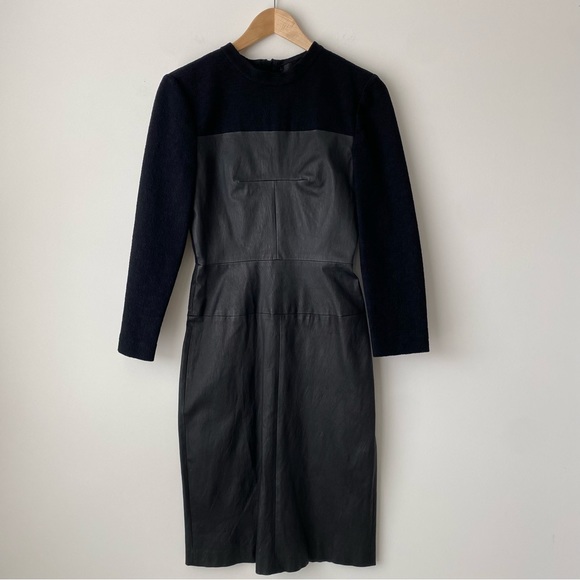 A.L.C Booth Dress, Black Stretch Candy Leather Fitted Pencil Dress, Size 8, EUC - Picture 1 of 15